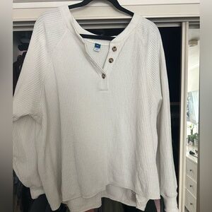White cropped thermal long sleeve